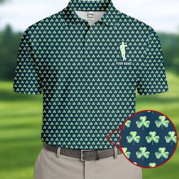 Maxcorners St Patrick's Day Shamrock Golf And Beer Green Golf Shirt, Polo Shirts For Men, Golf Shirts For Men