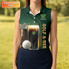 Maxcorners Swing Swear Drink Repeat Golf And Beer St Patrick's Day Green Women's Golf Tops, Ladies Golf Polos