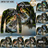 Maxcorners Fishing Lightning Hexagon Personalized Name, Team Name Long Sleeve Shirt (9 Fish Species)