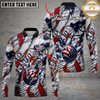 Maxcorners American Patriot Bowling Jersey Customized Name, Team Name 3D Polo Shirt