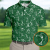 Maxcorners Stick Figure Golf Pose Shamrock Golf Shirt, St Patrick's Day Golf Tops For Men, Polo Shirts For Men