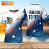 Maxcorners Freedom To Fish Shirt, Personalized American Flag Fishing Long Sleeve For Men, Fishing UPF Shirts