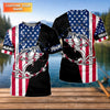 Maxcorners American Flag Fishing Shirt, Personalized Bass Fishing UPF Long Sleeve Shirt for Men