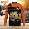 Maxcorners Funny Middle Finger, Personalized Fishing Shirt, Savage Angler Long Sleeve for Men, Fishing Shirts For Men
