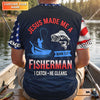 Maxcorners Jesus Made Me A Fisherman Shirt Christian, Patriotic Bass Fishing Tee For Men, Fishing UPF Shirts