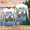 Maxcorners Master Baiter Shirt, Personalized Funny Raccoon Fishing Long Sleeve For Men, Fishing UPF Shirts
