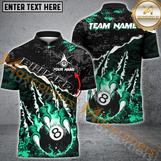 Maxcorners Ball 8 Monster Hand Pro Billiard Jersey Multicolor Options Personalized Name, Team Name 3D Polo Shirt (4 Colors)