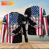 Maxcorners American Flag Fishing Shirt, Personalized Bass Fishing UPF Long Sleeve Shirt for Men