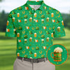 Maxcorners St Patrick's Day Pot Of Gold Leprechaun Hats Irish Flag Golf Tops For Men, Golf Gift For Men, Golf Shirts For Men
