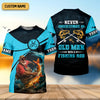 Maxcorners Never Underestimate An Old Man With A Fishing Rod Custom Name UPF Shirts, Men's Fishing Shirt