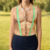 Maxcorners Funny Hairy Chest Illusion Golf Polo Shirt, Women's Golf Tops, Printed Golf Shirt LM1507
