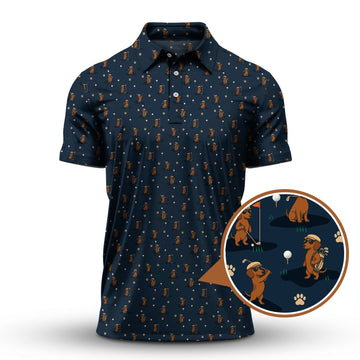 Maxcorners Dog Pattern Golf Shirt, Dachshund Golf Shirt, Golf Gift For Men, Funny Golf Shirt For Golfer