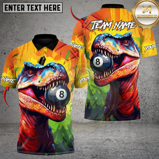Maxcorners Jurassic Billiards T-Rex Strike Customized Name, Team Name 3D Shirt