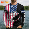 Maxcorners American Flag Fishing Shirt, Personalized Bass Fishing UPF Long Sleeve Shirt for Men
