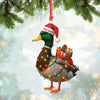 Maxcorners Funny Christmas Duck Acrylic Ornament - Mallard Santa with Lights and Gifts, Personalized Holiday Decoration for Duck Lovers, Unique Hunter Christmas Gift
