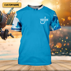 Maxcorners Blue Fishing SPF Shirt, Funny Fishing Shirt, Fisherman Outfit, Mens Casual Shirts