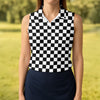Maxcorners Black White Checkerboard Racing Pattern Golf Shirt, Ladies Golf Shirts, Golf Polo For Women, Performance Golf Shirt LM1507