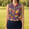 Maxcorners Purple Lucha Libre Mexican Wrestler Pattern Golf Shirt, Women’s Golf Polo, Ladies Golf Top LM1507