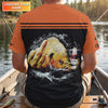 Maxcorners Funny Middle Finger, Personalized Fishing Shirt, Savage Angler Long Sleeve for Men, Fishing Shirts For Men