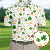 Maxcorners St Patrick's Day Beer Golden Horseshoes Shamrock Golf Shirt, Polo Shirts For Men, Golf Shirts For Men