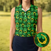 Maxcorners Four Leaf Clovers Golden Horseshoes St Patrick's Day Golf Shirt, Women's Golf Tops, Ladies Golf Polos