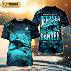 Maxcorners Hunt or Be Hunted Deep Sea Danger Performance Fishing Shirts, Fishing Gifts For Men, Men's Fishing Shirt