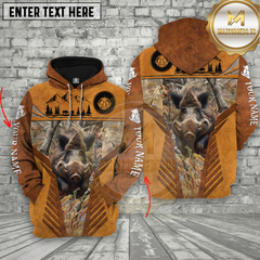Maxcorners Boar Hunting Rustic Brown Camo Pattern Multioptions Custom Name Shirt 3D All Over Printed Clothes