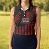 Maxcorners Red Friday American Flag Poppy Golf Polo Shirt, Ladies Golf Shirt, Golf Tops For Women LM1507