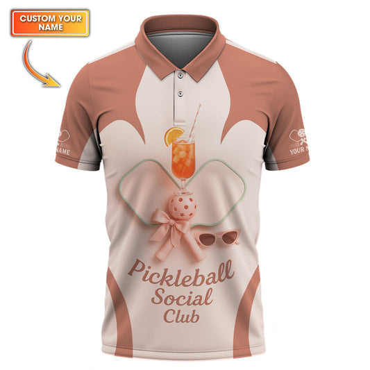 Maxcorners Pickleball Social Club Shirt, Custom Name Ladies Pickleball Shirts, Pickleball Cocktail Polos LM0509
