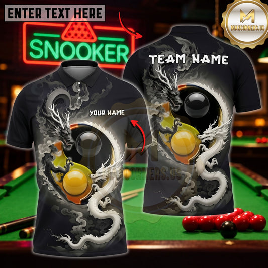 Maxcorners Billiard Apparel Dragon Yin Yang Art Customized Name 3D Shirt