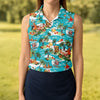 Maxcorners Women's Funny Surfing Santa Hawaiian Golf Shirt, Christmas Golf Shirt, Women’s Golf Polo LM1507