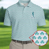 Maxcorners St Patrick's Day Shamrock Golf And Beer Blue And White Golf Shirt, Polo Shirts For Men, Golf Shirts For Men