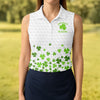 Maxcorners Shenanigans Coordinator Golf Ball Pattern St Patrick Day White Golf Shirt, Women's Golf Tops, Ladies Golf Polos