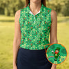 Maxcorners Shamrock St Patrick's Day Light Green Golf Shirt, Women's Golf Tops, Ladies Golf Polos, Women's Polo Shirt