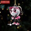 Maxcorners Cute Golf Ball Female Golf Acrylic Ornament, Golf Xmas Ornaments, Golf Christmas Gifts LM1611