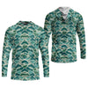 Maxcorners Green Camo Performance Fishing Shirts, SPF Shirt For Men, Hooded Fishing Shirt, Fishing Shirts For Men
