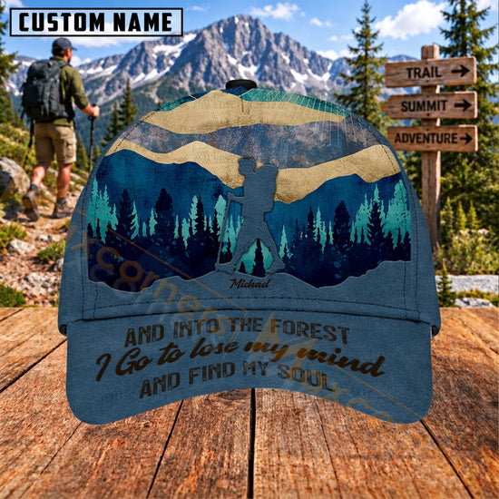 Maxcorners Hiking Mountain Forest Adventure Personalized Name 3D Cap