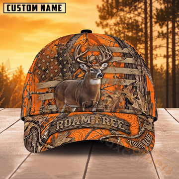 Maxcorners Deer Hunting Orange Camo Roam Free Personalized Name 3D Cap