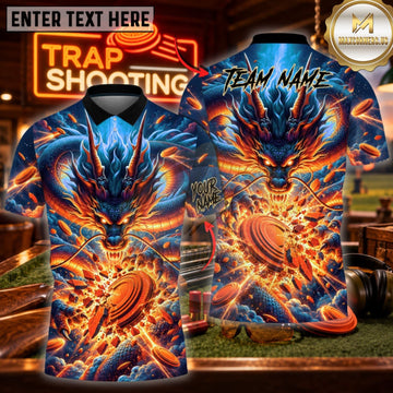 Maxcorners Trap Shooting Blue Fire Dragon Explosive Clay Target Personalized Name 3D Unisex Shirt