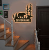 Maxcorners Personalized Bear Metal Sign WITH LED/WITHOUT LED Light Custom Name Mountain Scene Wall Art Cabin Lodge Rustic Decor Gift LM0110
