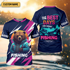 Maxcorners Gone Fishing, The Best Days Are Spent Fishing, Funny Bear Fishing Shirt, SPF Shirt, Fisherman Outfit, Mens Casual Shirts