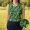 Maxcorners Shamrock St Patrick's Day Dark Green Golf Shirt, Women's Golf Tops, Ladies Golf Polos, Women's Polo Shirt
