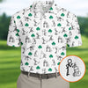 Maxcorners Stick Figure Golf Pose St Patrick's Day Shamrock White Golf Shirt, Polo Shirts For Men, Golf Shirts For Men