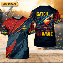 Maxcorners Catch The Wave Shark Fishing SPF Shirt, Mens Fishing Shirts Long Sleeve, Gift For Fisherman