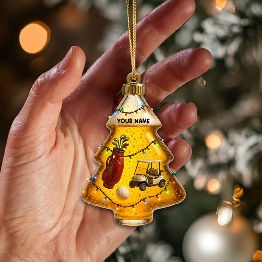 Maxcorners Personalized Golf Christmas Tree Ornament â€“ Custom Name Golfer Ornament, Funny Golf and Beer Xmas Gift for Men, Golf Ornament and Golf Decor for Tree MT1611