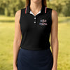 Maxcorners Black First Dad Now Grandpa Golf Polo Shirt, Women’s Golf Polo, Golf Shirts For Women LM1507