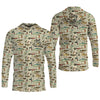 Maxcorners Fishing Gear Items SPF Long Sleeve Shirts, Custom Fishing Shirt, Men Long Sleeve Shirt