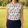 Maxcorners Flamingo Float Santa Christmas Golf Shirt, Women's Golf Tops, Hawaiian Golf Shirt, Golf Shirts For Women LM1507