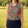 Maxcorners Colorful Abstract Circle Pattern Polo Shirt, Printed Golf Shirt, Hawaiian Golf Shirt, Women’s Golf Tops LM1507