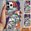 Maxcorner Fishing Dynamic Splash Comic Style Personalized Name 3D Phone Case (10 Fish Species)
